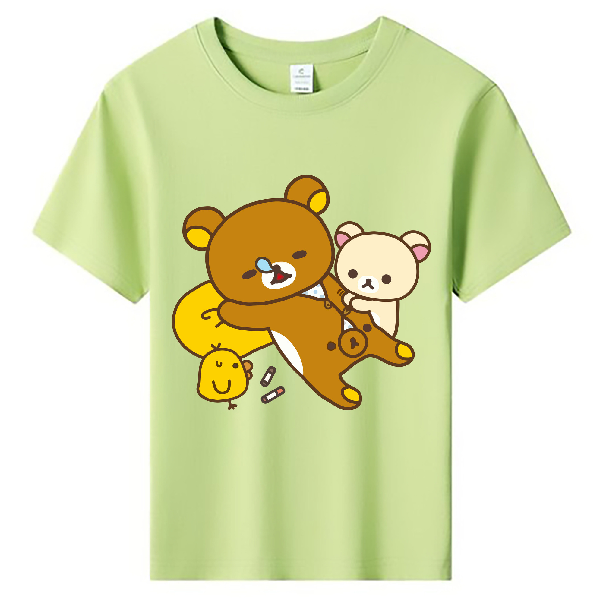 （画像用） リラックマ リラックマ キイロイトリ Rilakkuma Korilakkuma Kiiroitori 綿100％キッズTシャツ（フロントプリント）